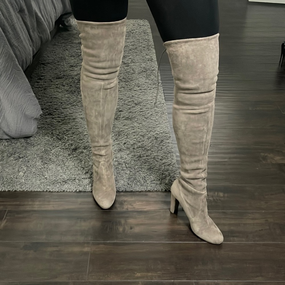 Stuart weitzman highland suede in color praline thigh high boot size 7